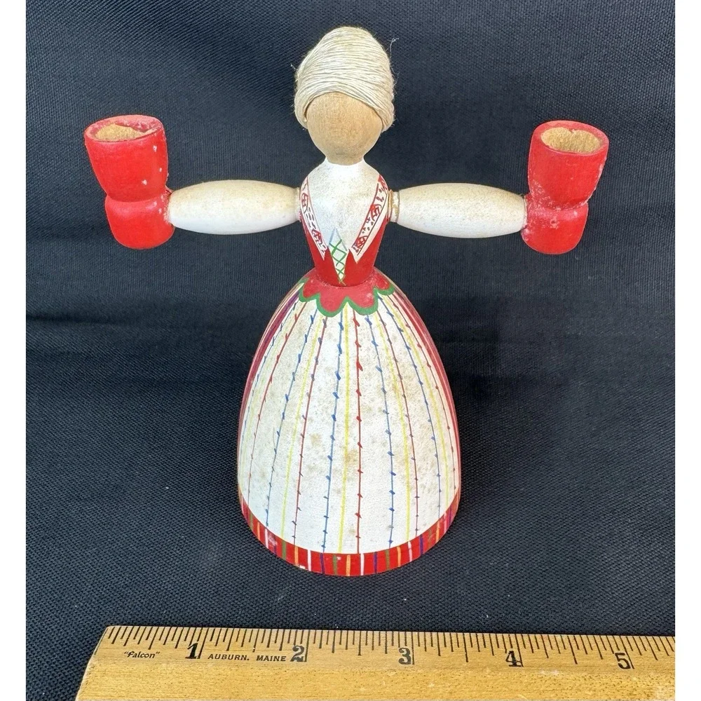 Vintage Swedish Candlestick Holder  Helmslojden Boras Sweden Hand Painted